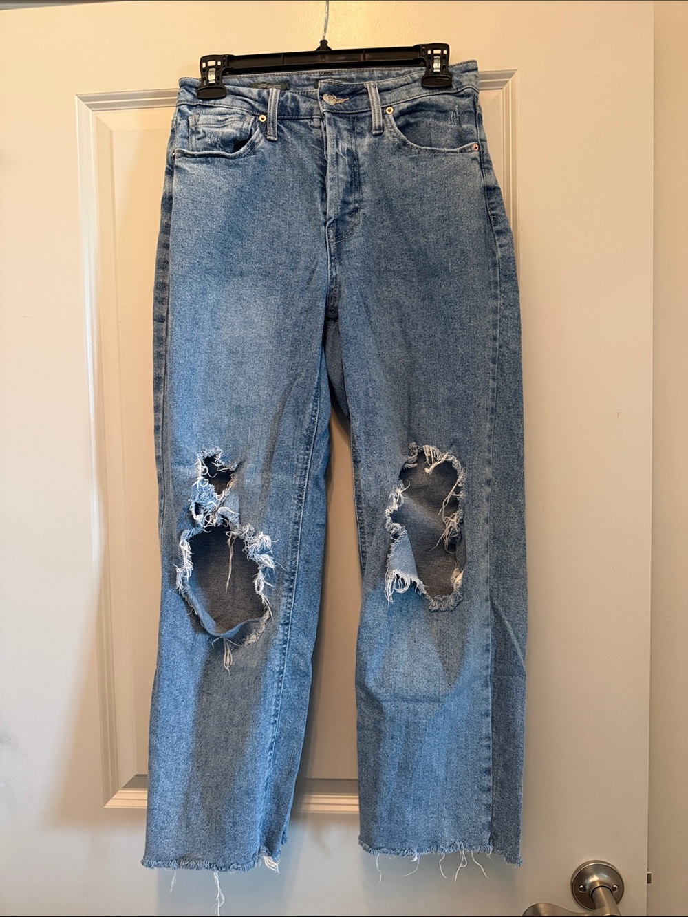 Classic High-Rise Distressed Women's Jeans - Light Blue